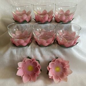 Rare Styson Pink Lotus Coasters and Dessert Bowls 1961 Midcentury Vintage